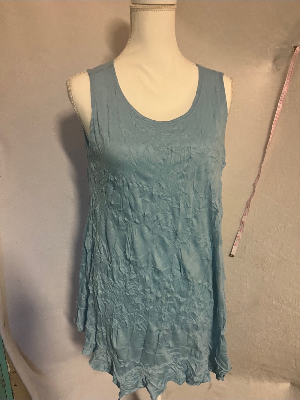 Vine Street Apparel Light Blue Crinkle Tank Dress